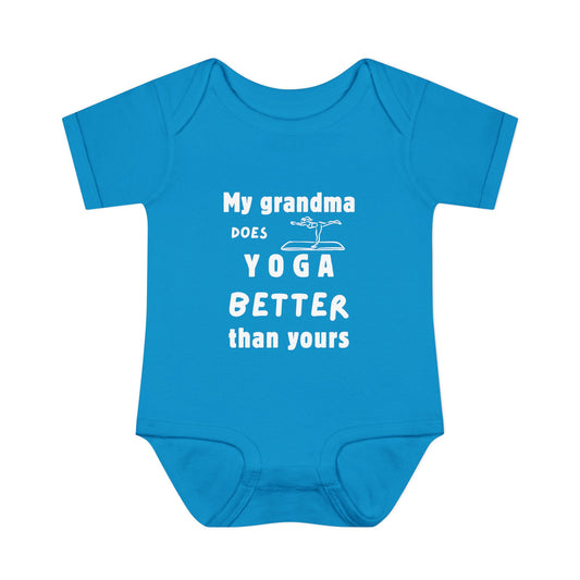My Grandma Does Yoga Better Than Yours – Baby Bodysuit (Pink or Blue)