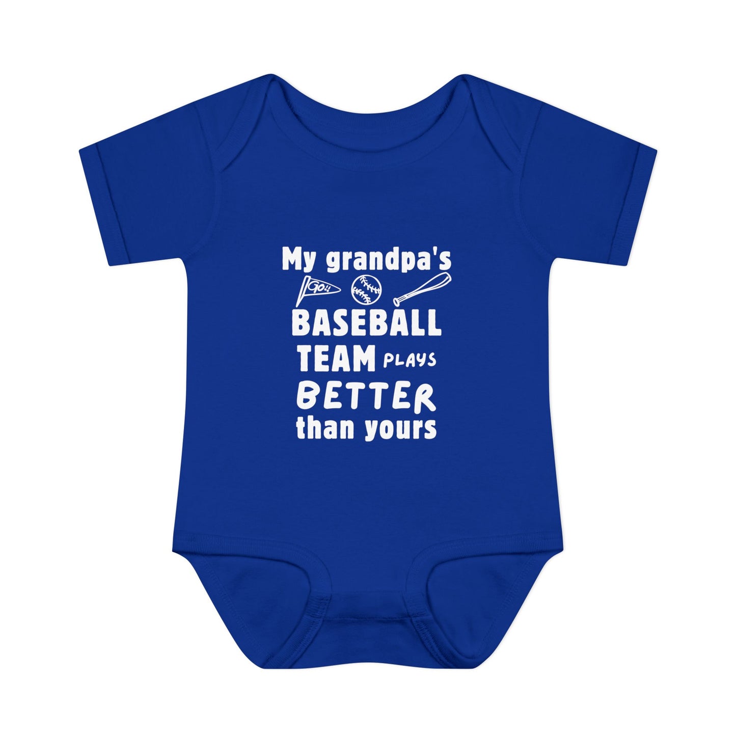 My Grandpa’s Baseball Team Plays Better Than Yours – Baby Bodysuit (Blue & White)