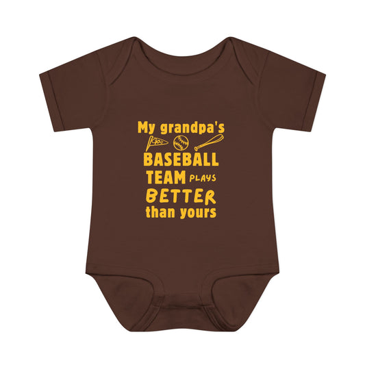 My Grandpa’s Baseball Team Plays Better Than Yours – Baby Bodysuit (Brown)