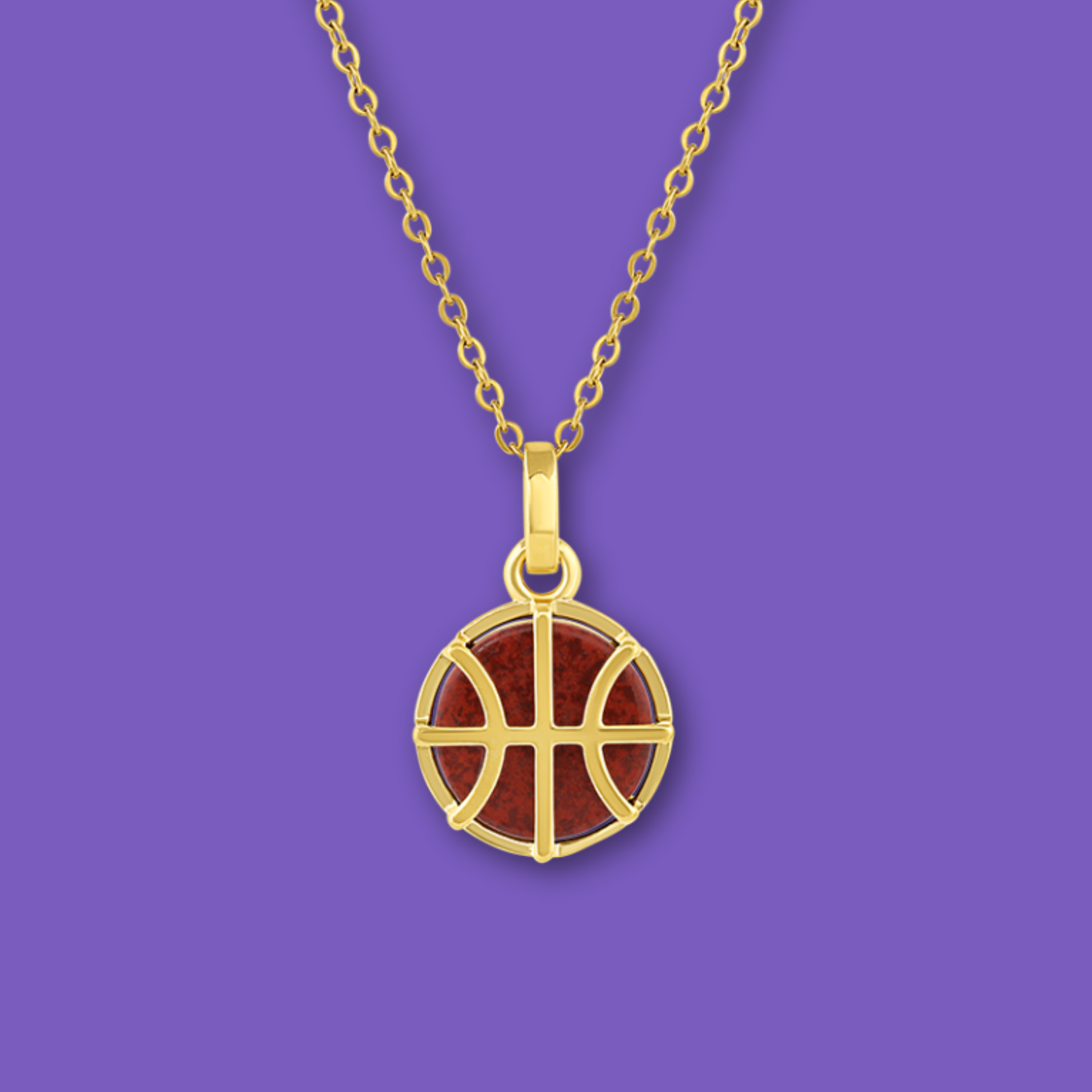 Gold Basketball Pendant Necklace – basketball jewelry gift for athletes, players, fans, teams, and coaches