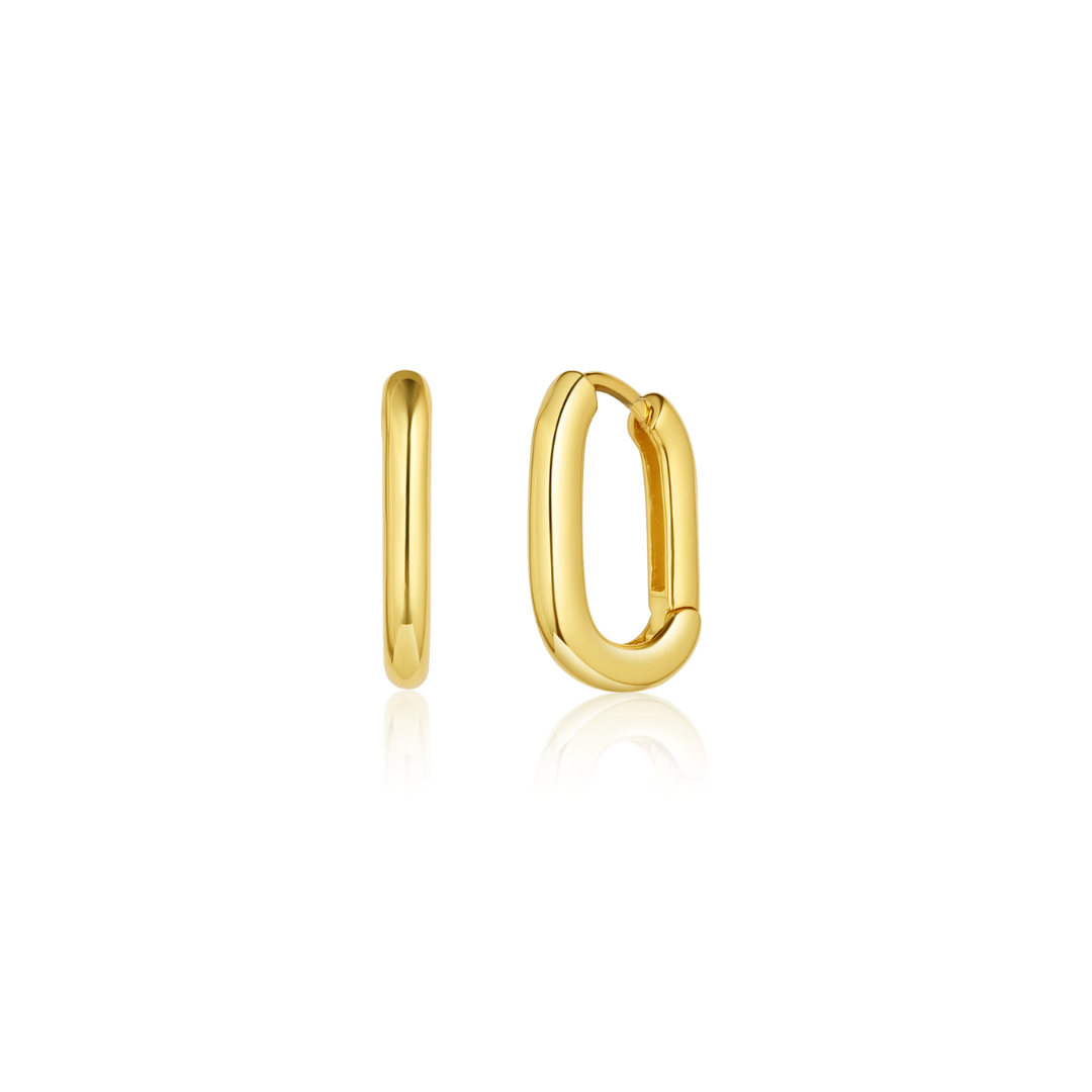 Gold Small Oval Shaped Hoop Earrings