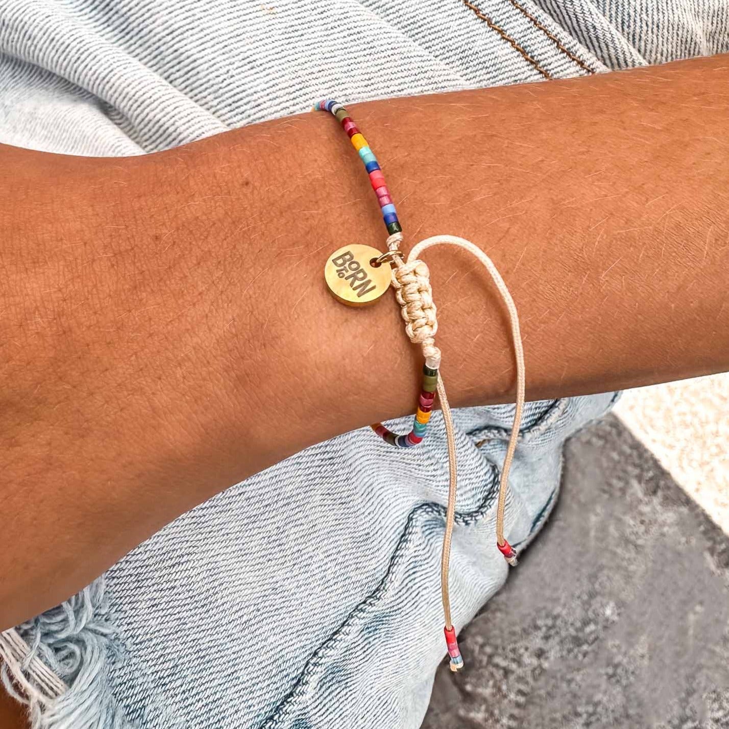 Adjustable beaded friendship bracelet, made by Born to Rock Jewelry, Surf jewelry brand based in San Diego, California