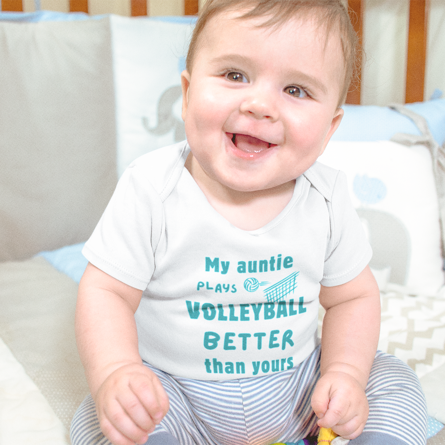 My Auntie Plays Volleyball Better Than Yours – Baby Bodysuit (White)