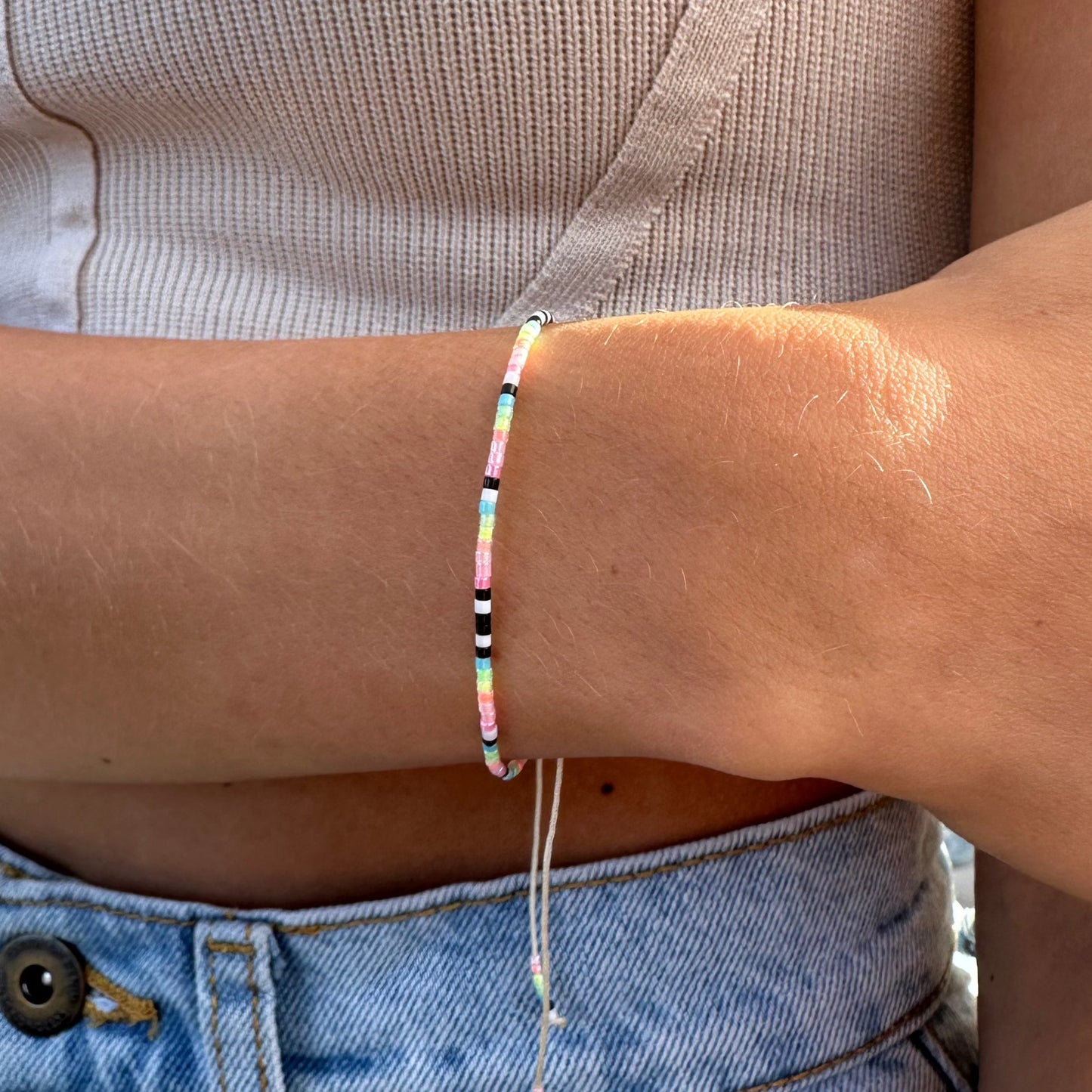 Neon Adjustable Beaded Bracelet