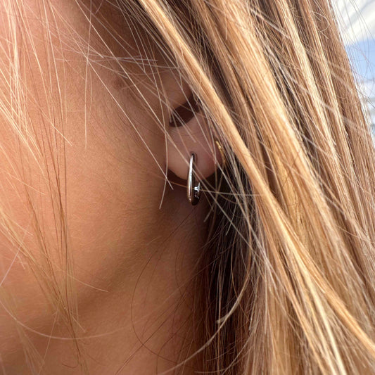 Silver Oval Hoops