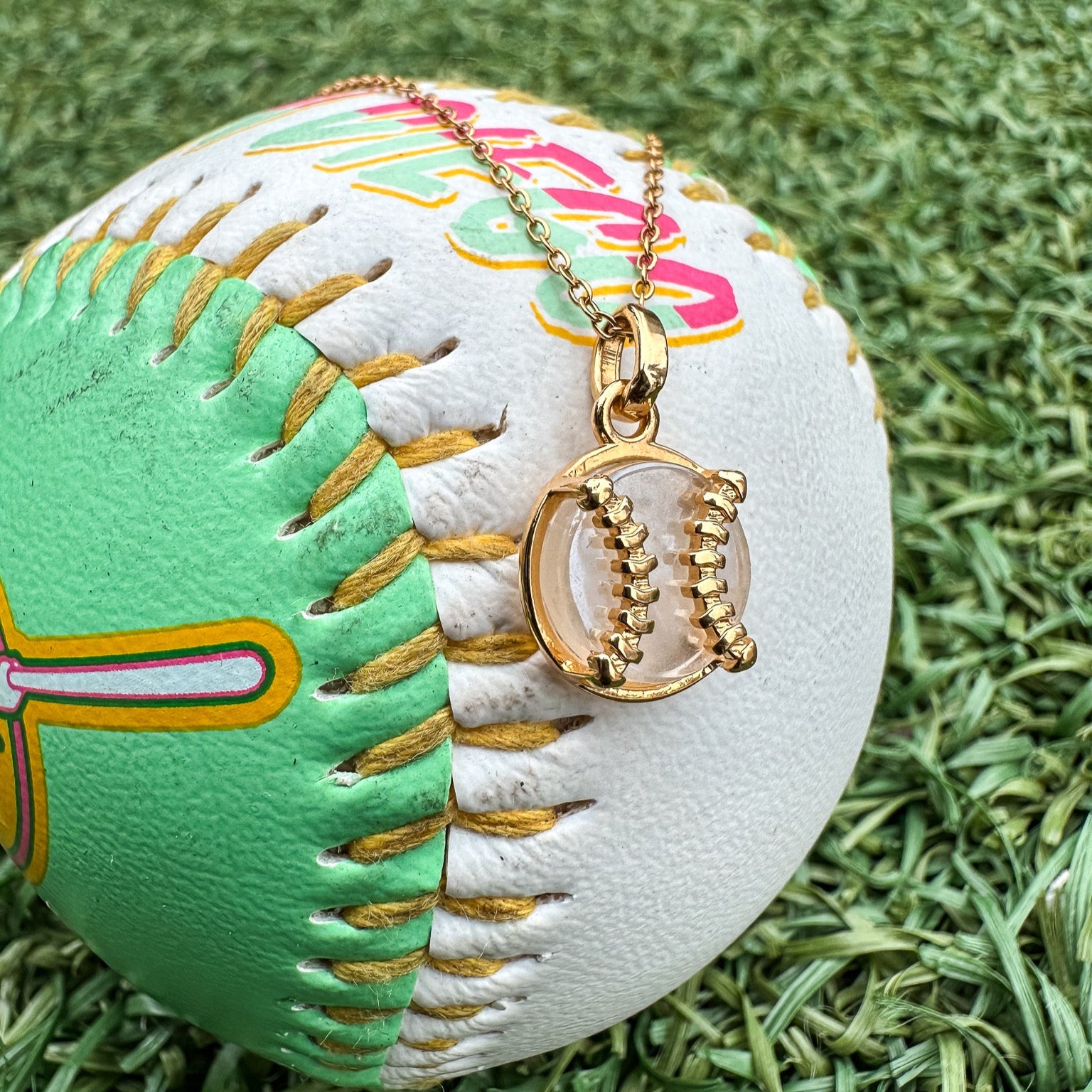Gold Baseball Necklace – game-day baseball necklace gift for athletes, families, and fans