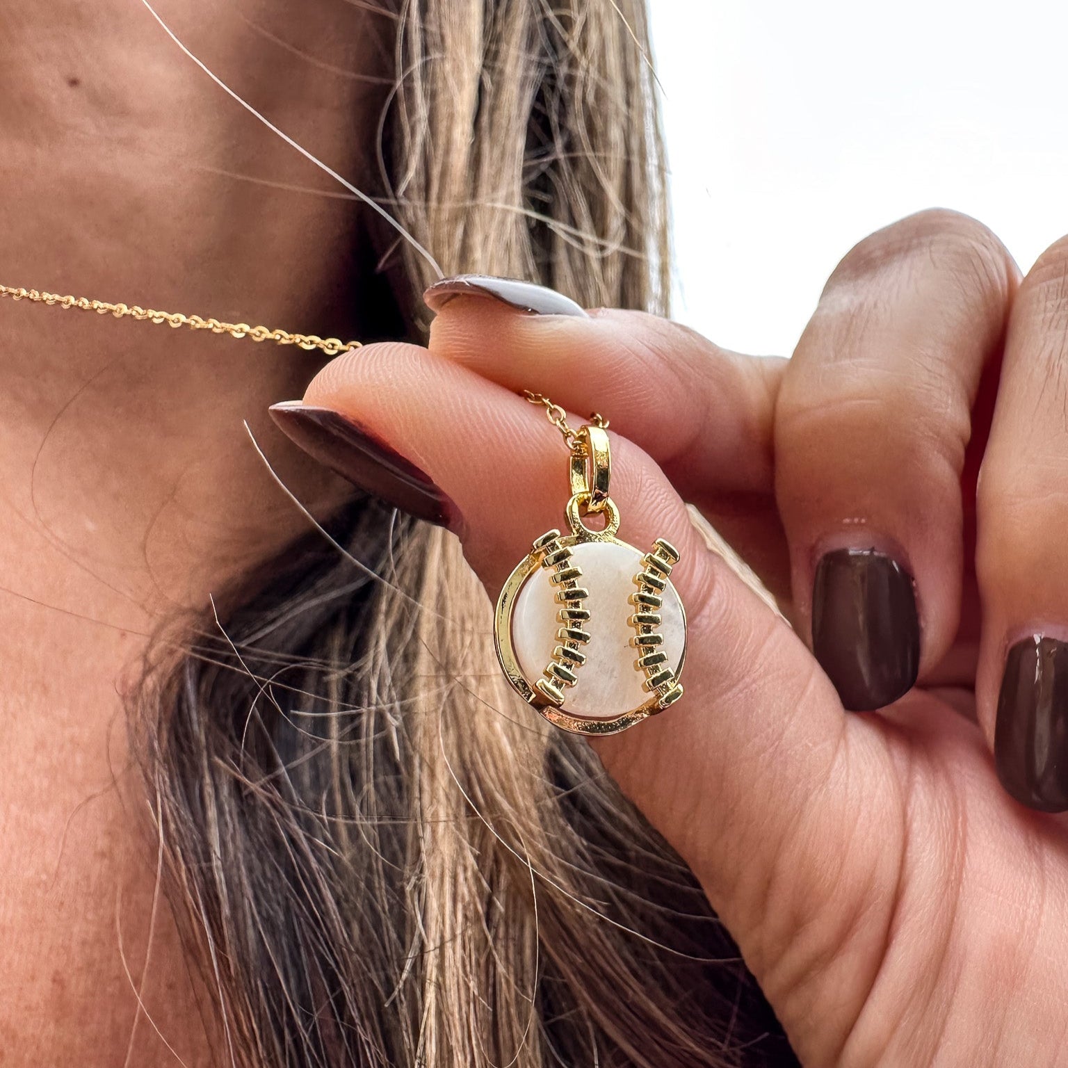 Gold Baseball Necklace – game-day baseball necklace gift for athletes, families, and fans