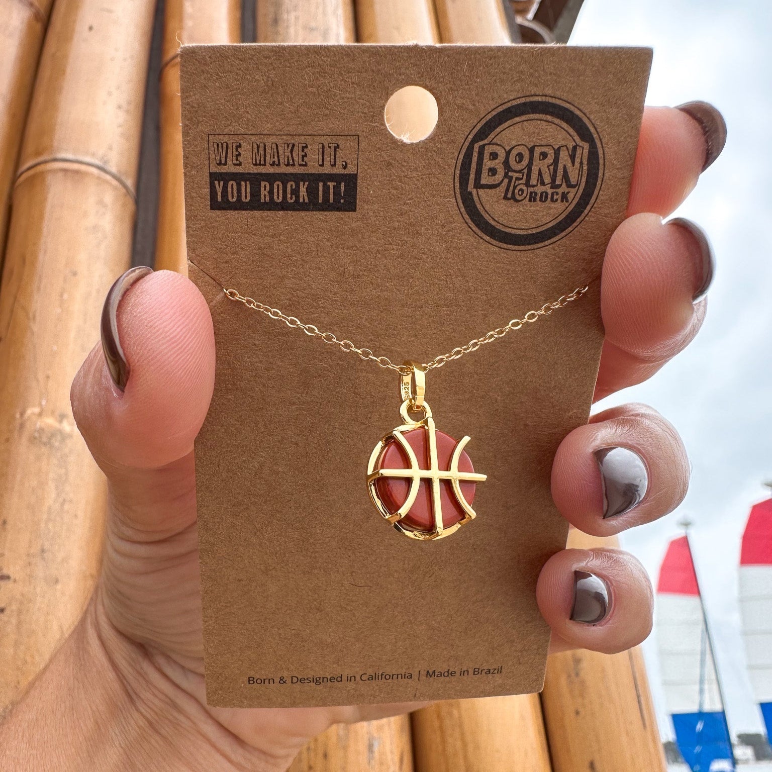 Silver Basketball Necklace – sporty basketball necklace gift for athletes, fans, and supporters