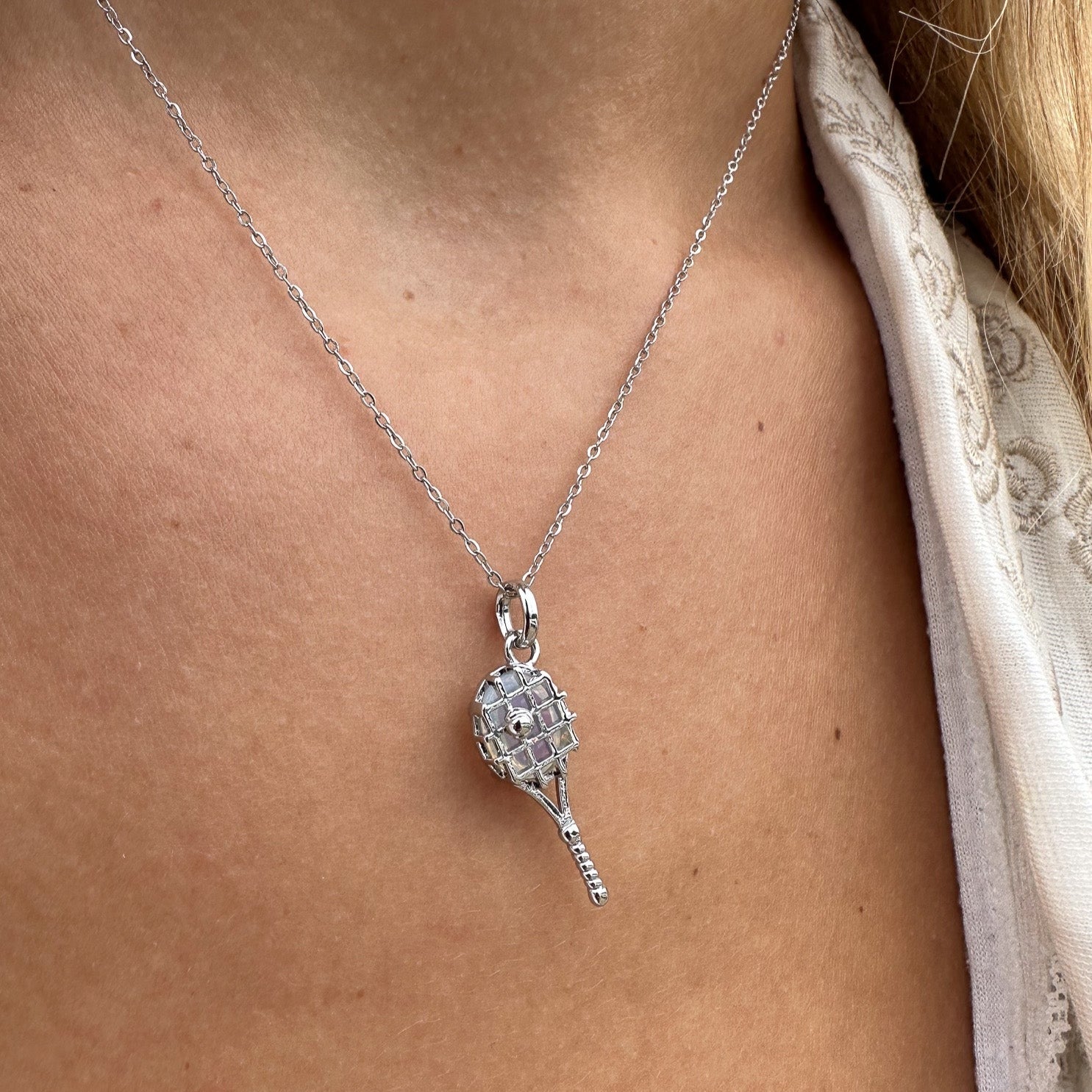 Silver Tennis Ball Necklace – minimalist tennis necklace gift for players, fans, teams, and coaches