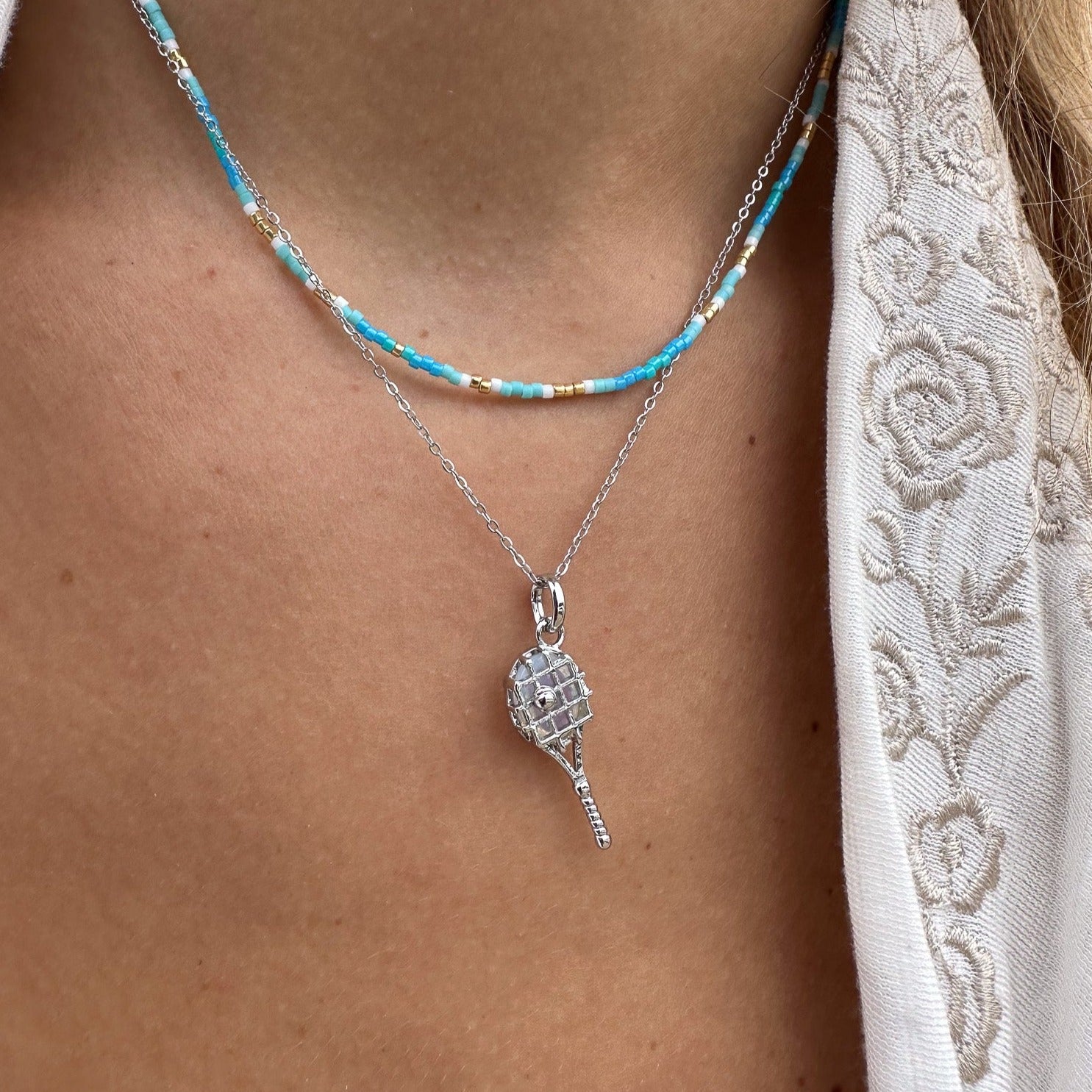 Silver Tennis Ball Necklace – minimalist tennis necklace gift for players, fans, teams, and coaches