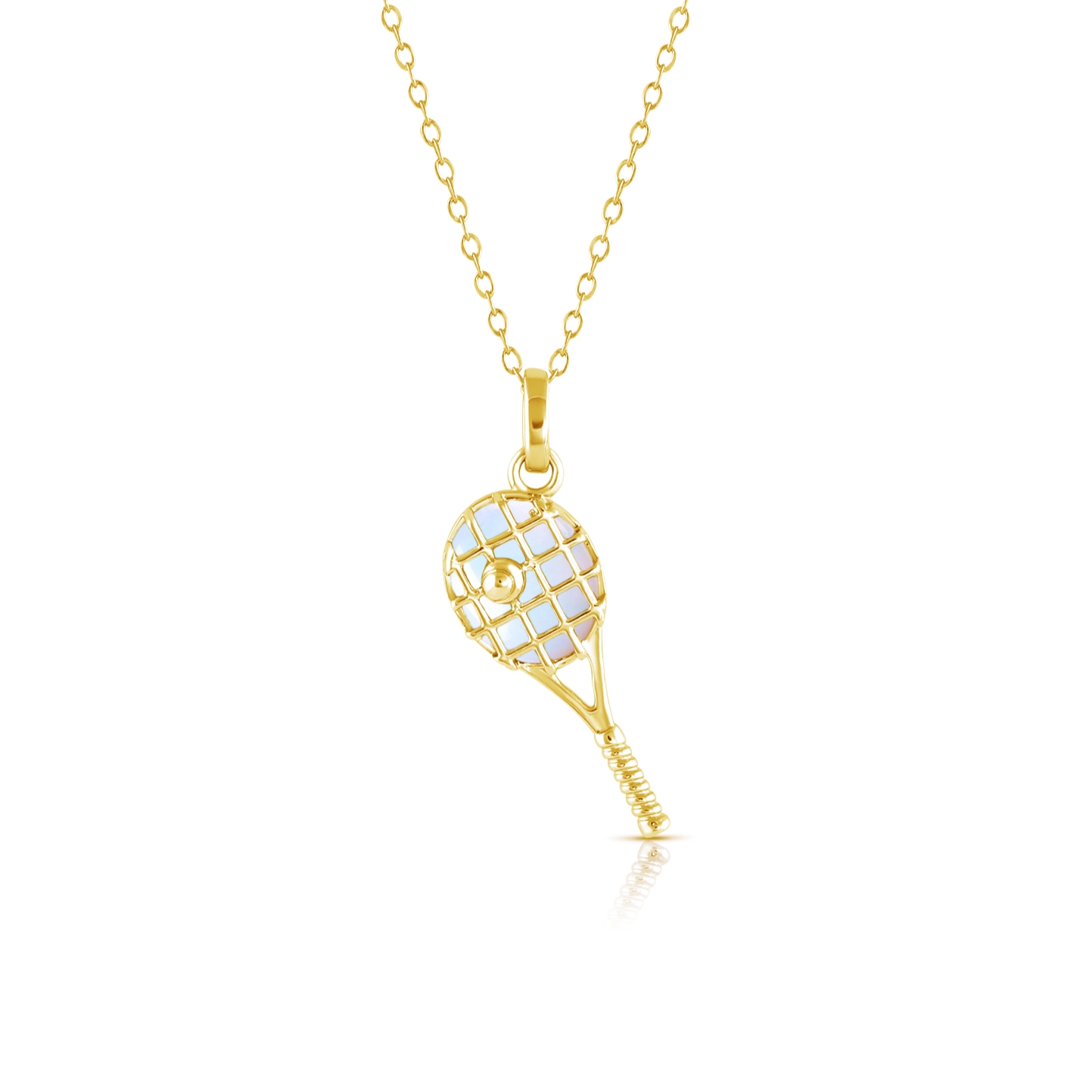 Gold Tennis Racket Necklace – elegant tennis jewelry gift for athletes, players, fans, teams, and coaches