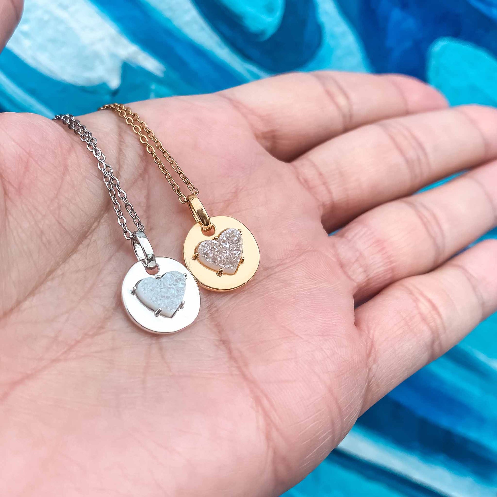 APRIL Birthstone yellow Gold Jane medallion Necklace in  Quartz Crystal-Born to Rock Jewelry - Diamond is April's birthstone and the gem for the 10th & 60th wedding anniversaries. This unique charm makes a great gift for yourself, Mother's Day, Valentine's Day, graduation, Christmas and birthdays. A personalized gift idea for every mom, grandma, bride, bridesmaid, daughter, wife, mother-in-law & loved one.