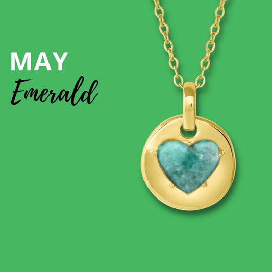 Emerald is May's birthstone & the gem for the 20th & 25th wedding anniversaries. This unique charm necklace is the perfect gift for yourself, Mother's Day, Valentine's Day, graduation, Christmas and birthdays. A personalized gift idea for every mom, grandma, bride, bridesmaid, daughter, wife, mother-in-law & loved one.