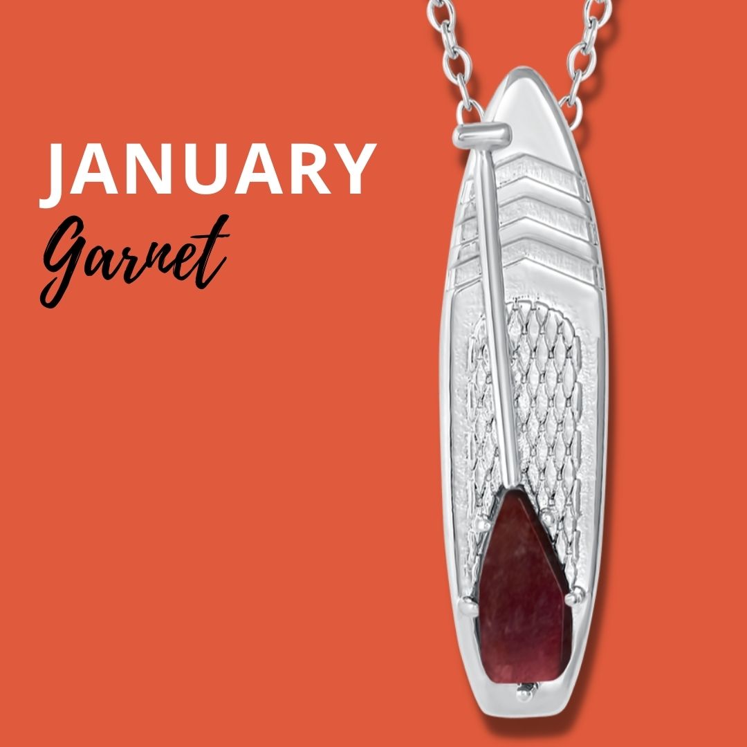 Looking for places to buy or rent a paddle board? This stand up paddle board pendant will be the best and highest performance SUP you'll ever find. Take your paddle board with you, even when you're not surfing, racing or touring. Shop January's birthstone SUP jewelry online or at a surf shop near you.