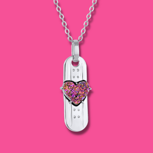 Skateboard Charm Necklace in Multicolor Druzy