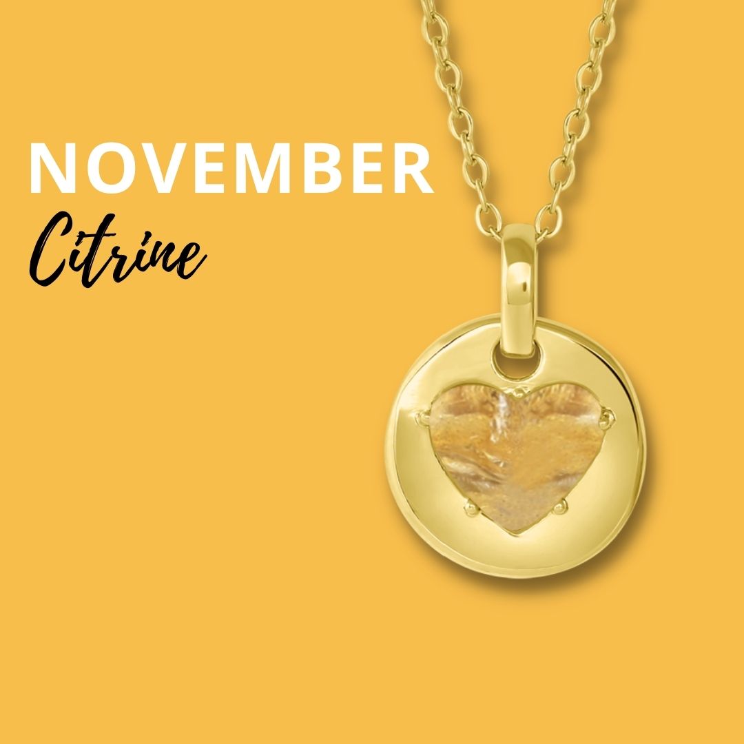 Citrine is November's birthstone and the gem for the 13th wedding anniversary. This unique charm necklace is the perfect gift for yourself, Mother's Day, Valentine's Day, graduation, Christmas and birthdays. A personalized gift idea for every mom, grandma, bride, bridesmaid, daughter, wife, mother-in-law & loved one.