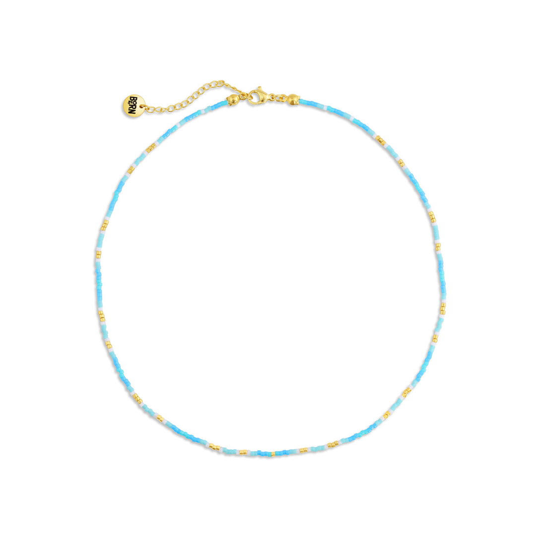 Handmade beaded necklace, adjustable necklace made with colored beads, layered necklaces, surf jewelry made by Born to Rock Jewelry, Family owned sports inspired and lifestyle jewelry brand based in San Diego, California