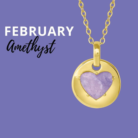 Amethyst is February's birthstone and the gem for the 6th wedding anniversary. This unique charm necklace is the perfect gift for yourself, Mother's Day, Valentine's Day, graduation, Christmas and birthdays. A personalized gift idea for every mom, grandma, bride, bridesmaid, daughter, wife, mother-in-law & loved one. 