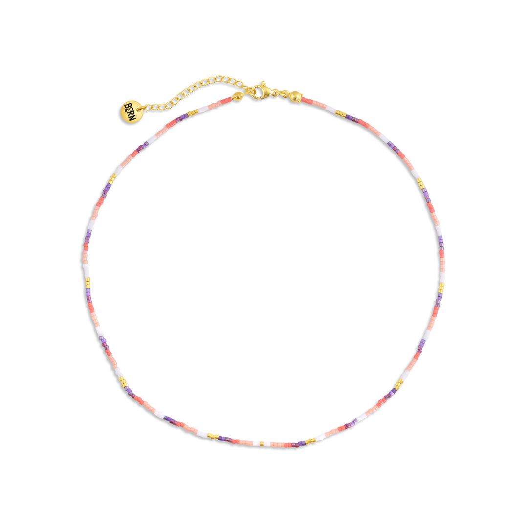 Handmade beaded necklace, adjustable necklace made with colored beads, layered necklaces, surf jewelry made by Born to Rock Jewelry, Family owned sports inspired and lifestyle jewelry brand based in San Diego, California
