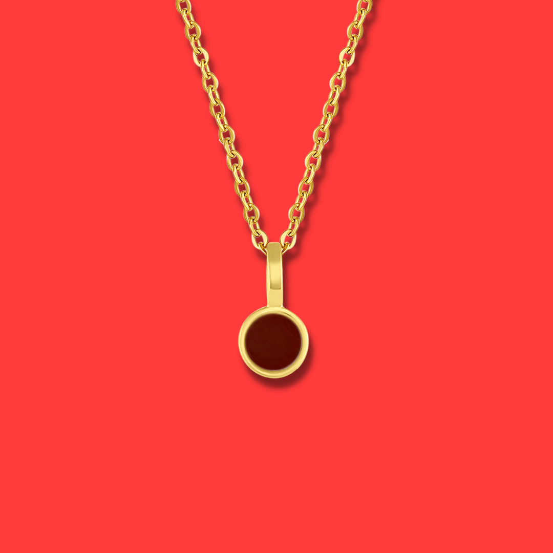 5mm Round Charm Yellow Gold plated Necklace in Red Round Natural Dolomite Gemstone made by Born to Rock Jewelry