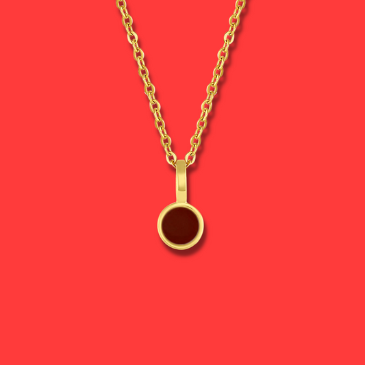 5mm Round Charm Yellow Gold plated Necklace in Red Round Natural Dolomite Gemstone made by Born to Rock Jewelry
