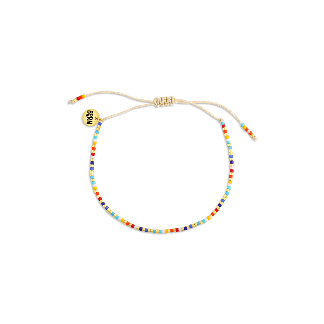 Beaded bracelet, adjustable bracelet made with colored beads, friendship bracelet, Surf Jewelry made by Born to Rock Jewelry, Family owned sports inspired and lifestyle jewelry brand based in San Diego, California