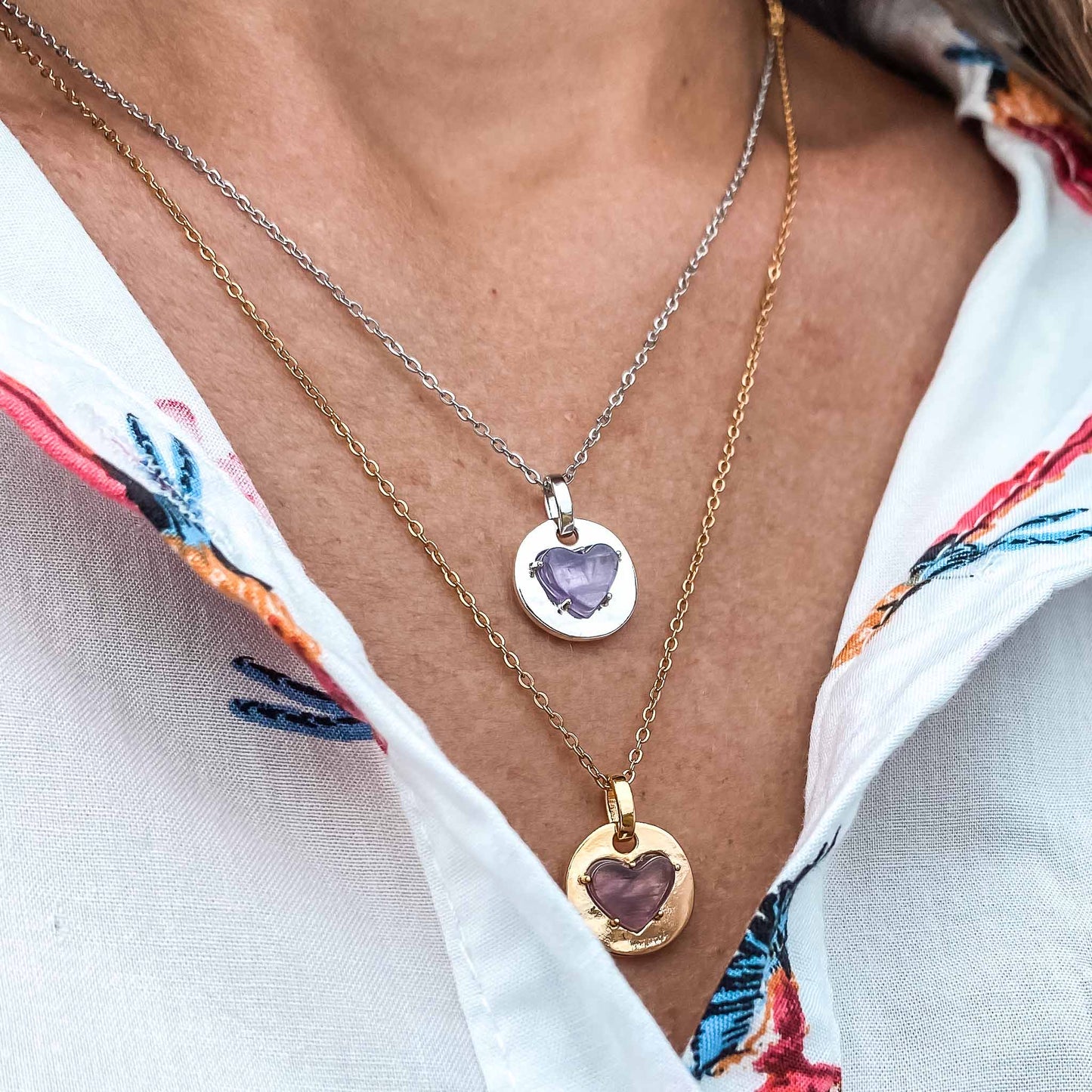 Amethyst is February's birthstone and the gem for the 6th wedding anniversary. This unique charm necklace is the perfect gift for yourself, Mother's Day, Valentine's Day, graduation, Christmas and birthdays. A personalized gift idea for every mom, grandma, bride, bridesmaid, daughter, wife, mother-in-law & loved one.
