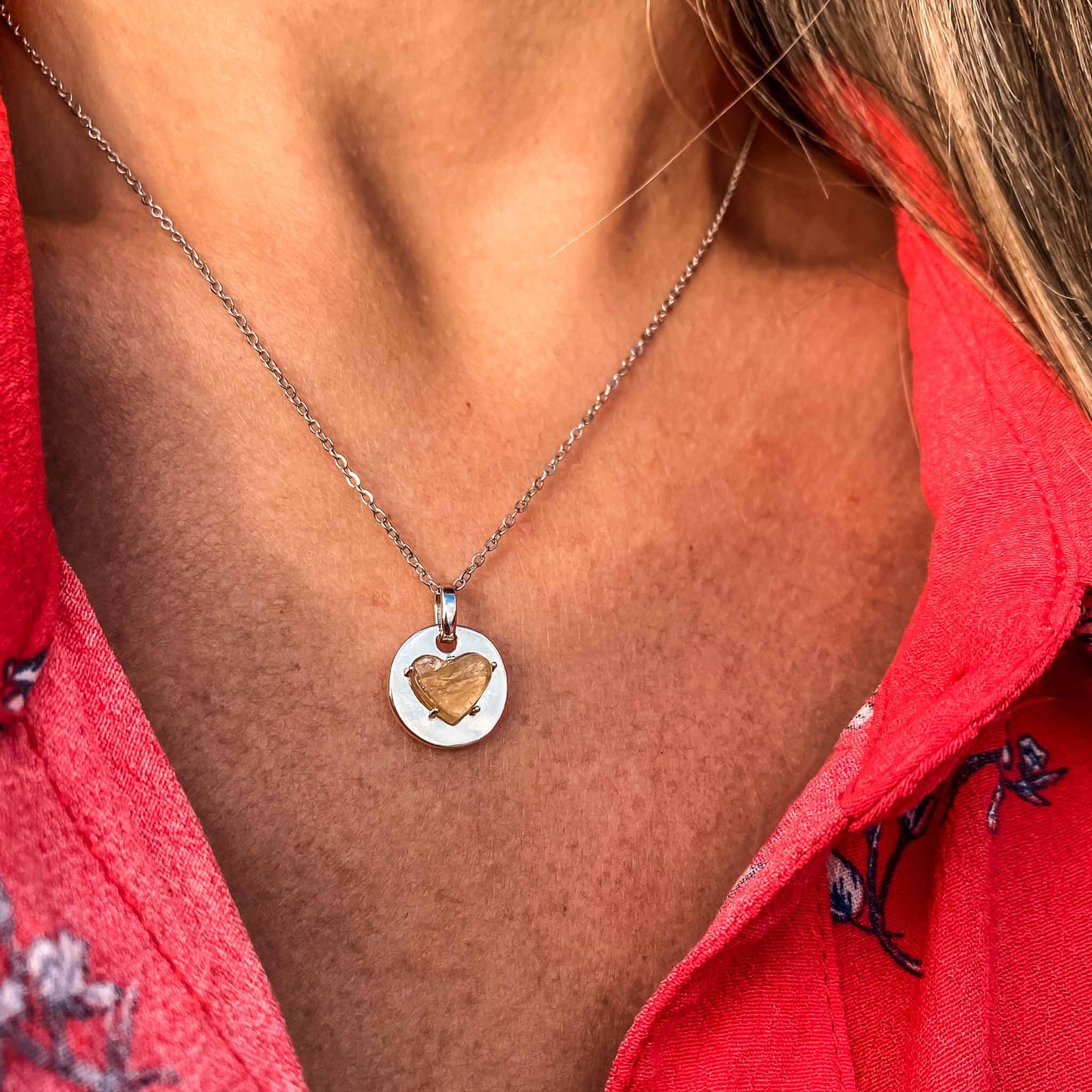 Citrine is November's birthstone and the gem for the 13th wedding anniversary. This unique charm necklace is the perfect gift for yourself, Mother's Day, Valentine's Day, graduation, Christmas and birthdays. A personalized gift idea for every mom, grandma, bride, bridesmaid, daughter, wife, mother-in-law & loved one.