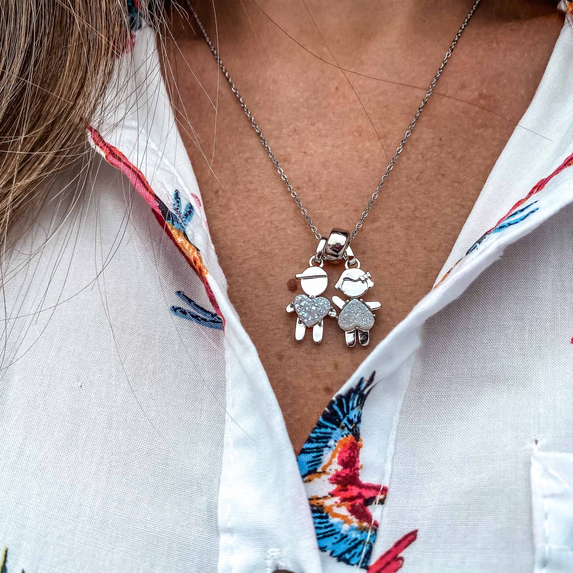 APRIL Birthstone little boy Necklace in  Quartz Crystal-Born to Rock Jewelry - One-of-a-kind birthstone jewelry collection. This unique & meaningful birthstone charm necklace is the perfect gift for yourself, Mother's Day, Valentine's Day, baby shower, Christmas & birthdays. A personalized gift idea for every mom, mom-to-be, grandma, bride, bridesmaid, daughter, wife, mother-in-law & loved one.