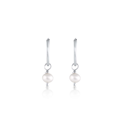 BORN TO ROCK® Jewelry | Sterling Silver Freshwater pearl Charm Hoop Earrings | Discover our beautiful collection of hoop earrings at borntorockjewelry.com. Shop Sterling silver or gold plated hoop earrings, earrings with natural gemstones beads, charm hoops and stud earrings. A personalized gift idea for every mom, grandma, bride, bridesmaid, daughter, wife, mother-in-law & loved one.