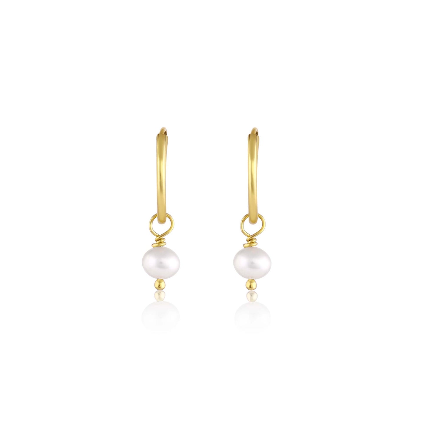 BORN TO ROCK® Jewelry | 14Kt Gold plated Freshwater pearl Charm Hoop Earrings | Discover our beautiful collection of hoop earrings at borntorockjewelry.com. Shop Sterling silver or gold plated hoop earrings, earrings with natural gemstones beads, charm hoops and stud earrings. A personalized gift idea for every mom, grandma, bride, bridesmaid, daughter, wife, mother-in-law & loved one.