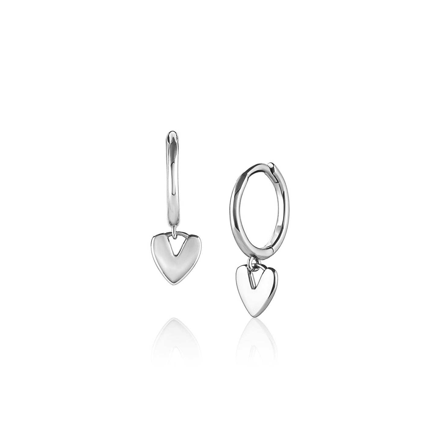 Silver Heart Hoops