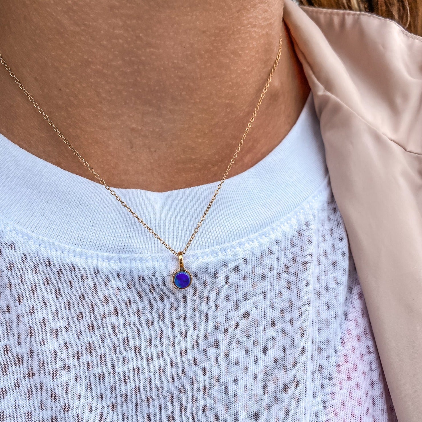 5mm Round Charm Yellow Gold plated Necklace in purple Round Natural Howlite Gemstone made by Born to Rock Jewelry