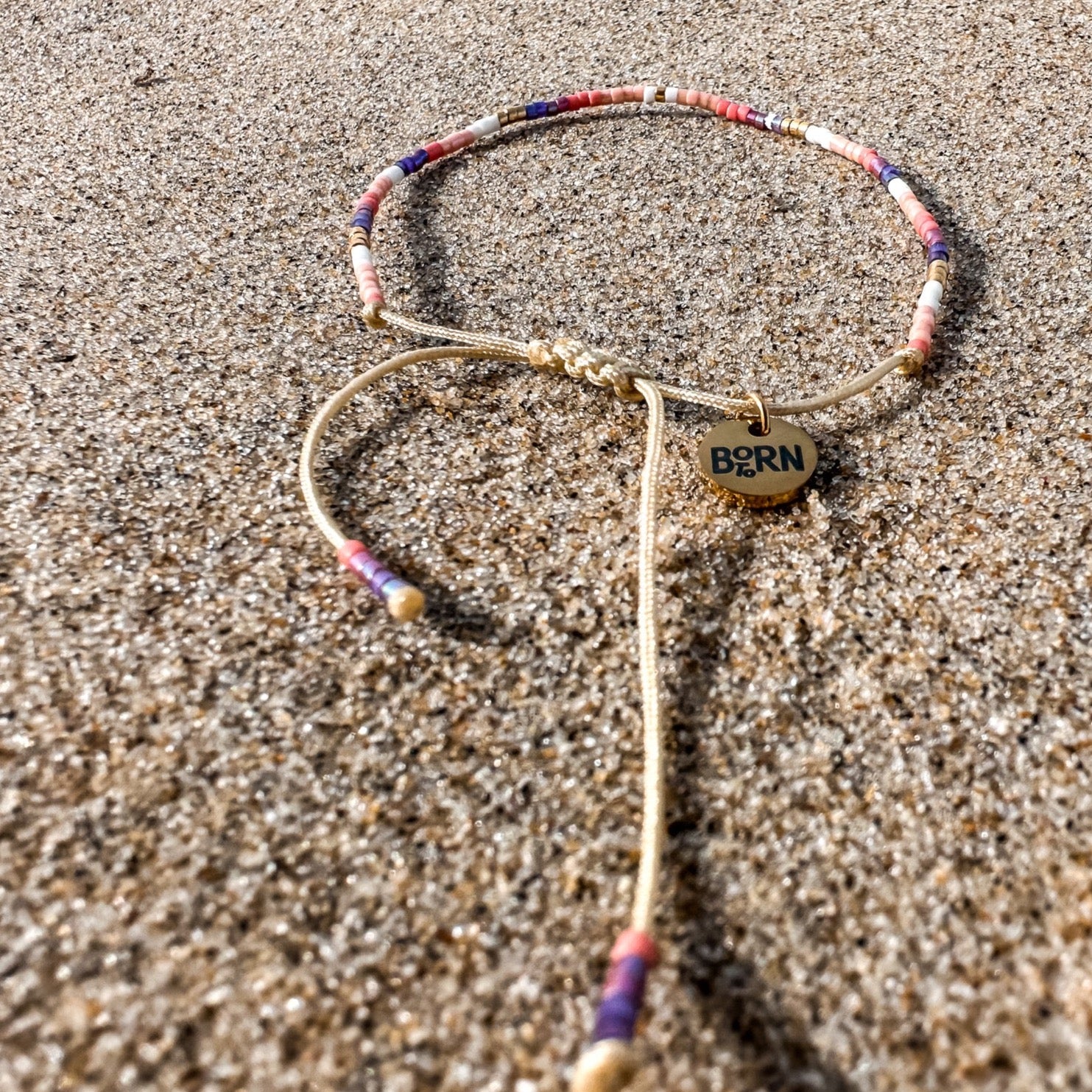 Beaded bracelet, adjustable bracelet made with colored beads, friendship bracelet, Surf Jewelry made by Born to Rock Jewelry, Family owned sports inspired and lifestyle jewelry brand based in San Diego, California