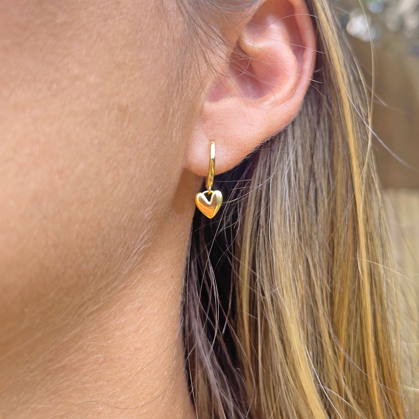 Gold Heart Hoops