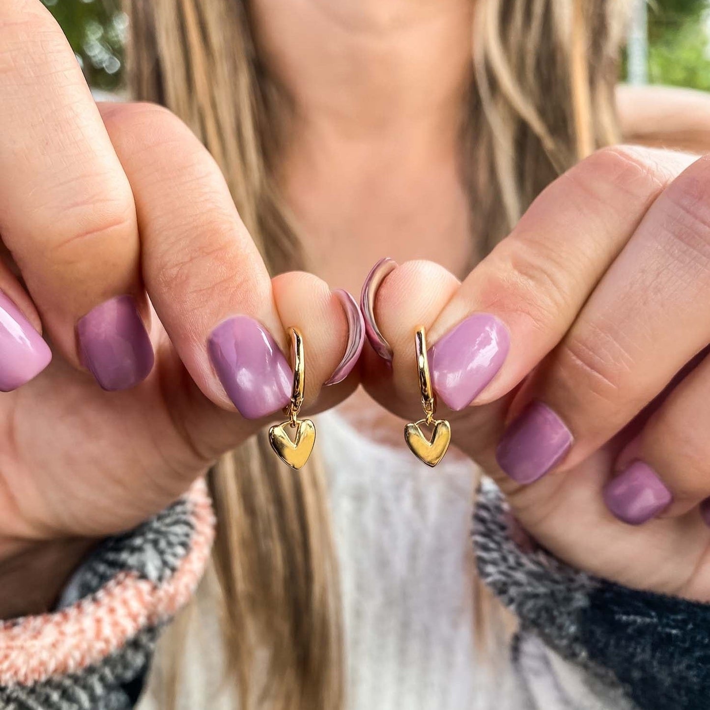 Gold Heart Hoops