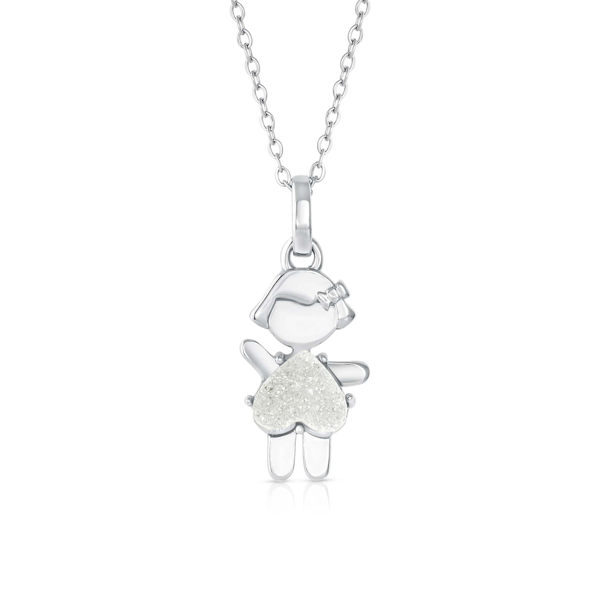 APRIL Birthstone little girl Necklace in  Quartz Crystal-Born to Rock Jewelry - One-of-a-kind birthstone jewelry collection. This unique & meaningful birthstone charm necklace is the perfect gift for yourself, Mother's Day, Valentine's Day, baby shower, Christmas & birthdays. A personalized gift idea for every mom, mom-to-be, grandma, bride, bridesmaid, daughter, wife, mother-in-law & loved one.