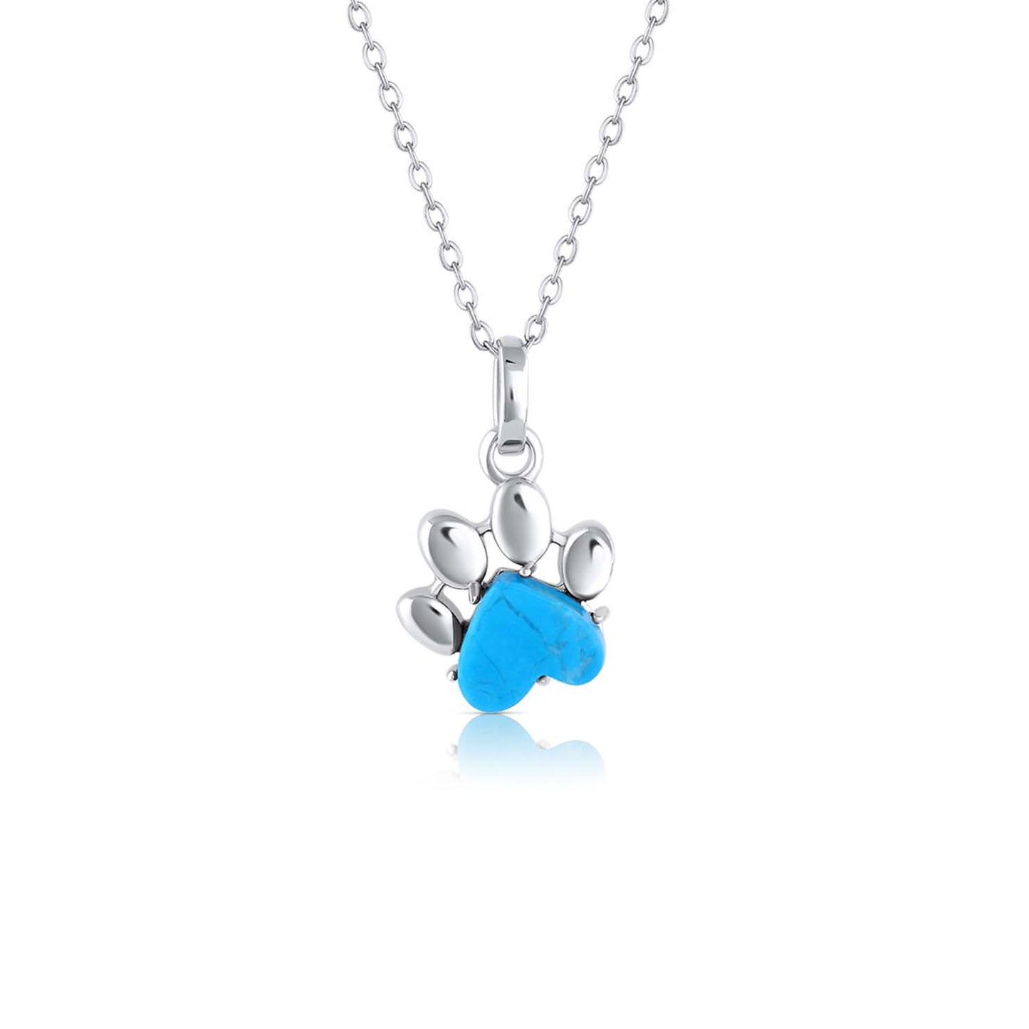 Pet Paw Charm Necklace in Turquoise. Best gift for pet moms and pet lovers. Made by Born to Rock Jewelry