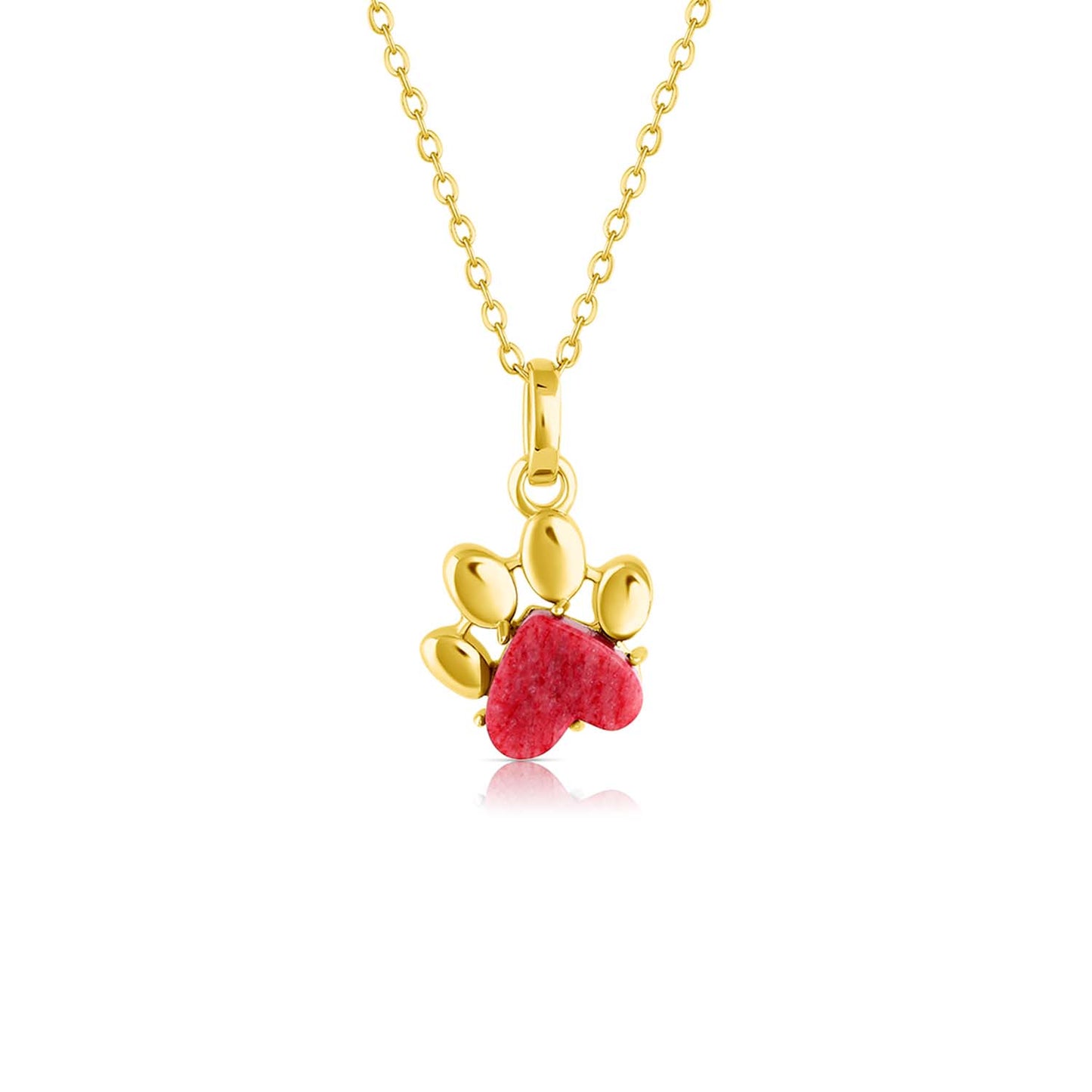 Pet Paw Charm Necklace in heart shaped gemstone. Best gift for pet moms and pet lovers. Made by Born to Rock Jewelry