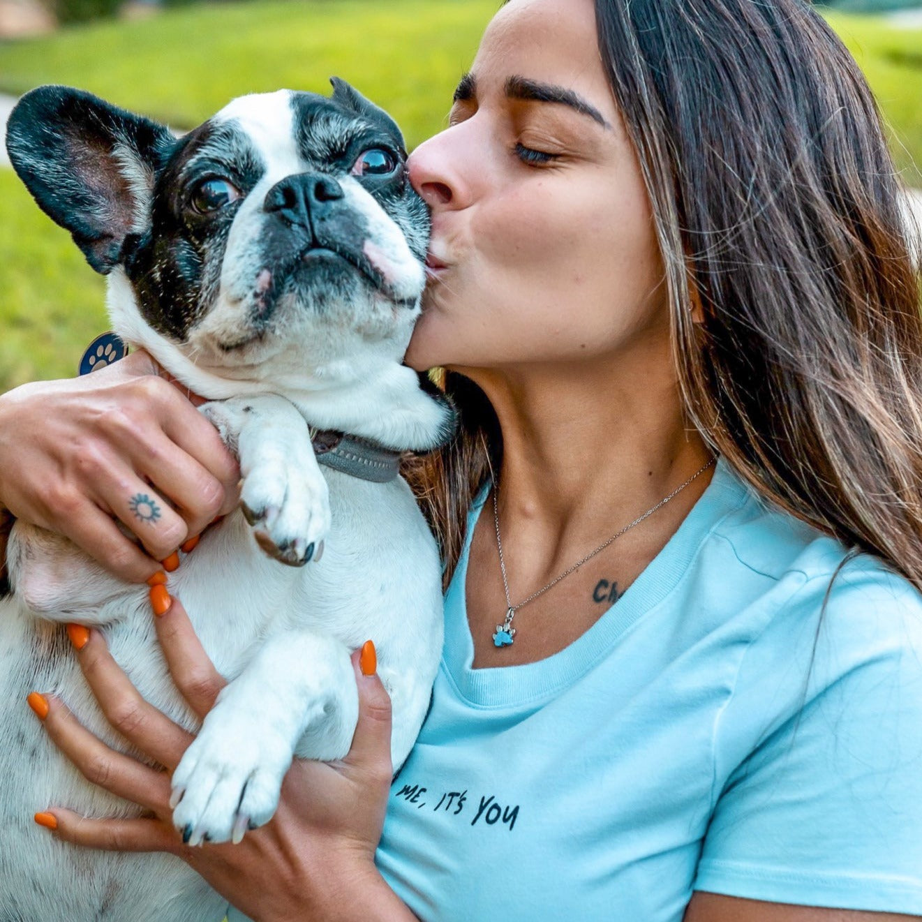 Pet Paw Charm Necklace in Turquoise. Best gift for pet moms and pet lovers. Made by Born to Rock Jewelry