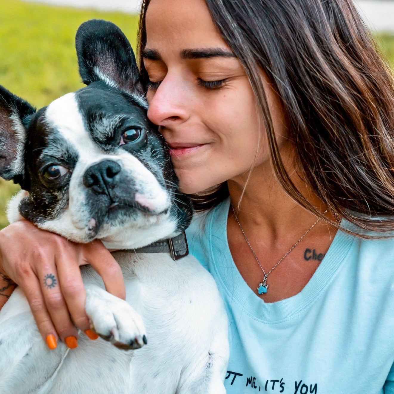 Pet Paw Charm Necklace in Turquoise. Best gift for pet moms and pet lovers. Made by Born to Rock Jewelry