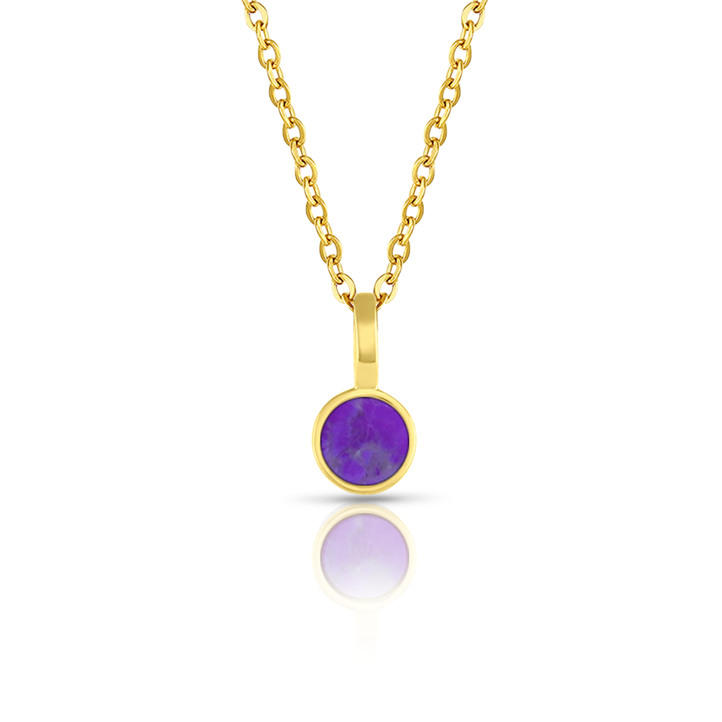 5mm Round Charm Yellow Gold plated Necklace in purple Round Natural Howlite Gemstone made by Born to Rock Jewelry