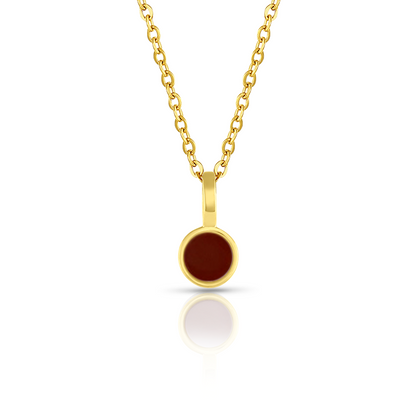 5mm Round Charm Yellow Gold plated Necklace in Red Round Natural Dolomite Gemstone made by Born to Rock Jewelry