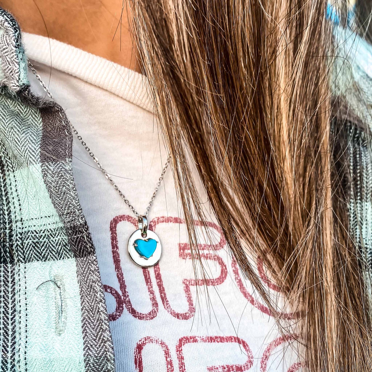 Turquoise is December's birthstone and the gem for the 11th wedding anniversary. This unique charm necklace is the perfect gift for yourself, Mother's Day, Valentine's Day, graduation, Christmas and birthdays. A personalized gift idea for every mom, grandma, bride, bridesmaid, daughter, wife, mother-in-law & loved one.