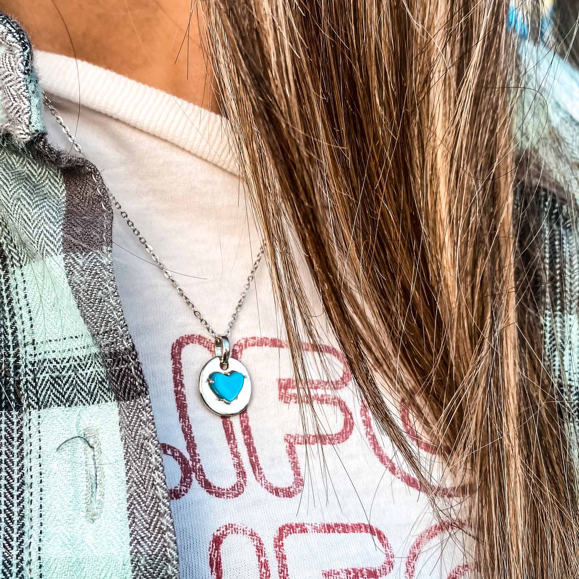 Turquoise is December's birthstone and the gem for the 11th wedding anniversary. This unique charm necklace is the perfect gift for yourself, Mother's Day, Valentine's Day, graduation, Christmas and birthdays. A personalized gift idea for every mom, grandma, bride, bridesmaid, daughter, wife, mother-in-law & loved one.