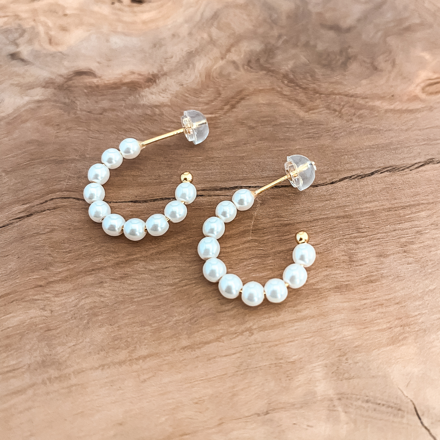 Gold Pearl Hoop Earrings