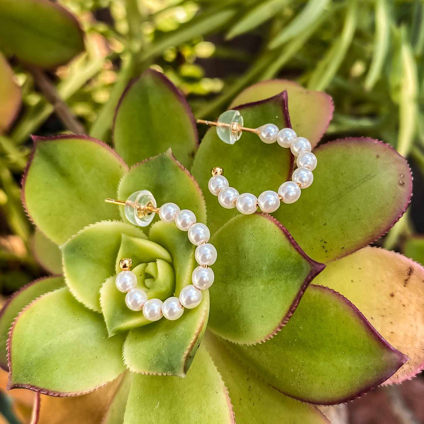 Gold Pearl Hoop Earrings