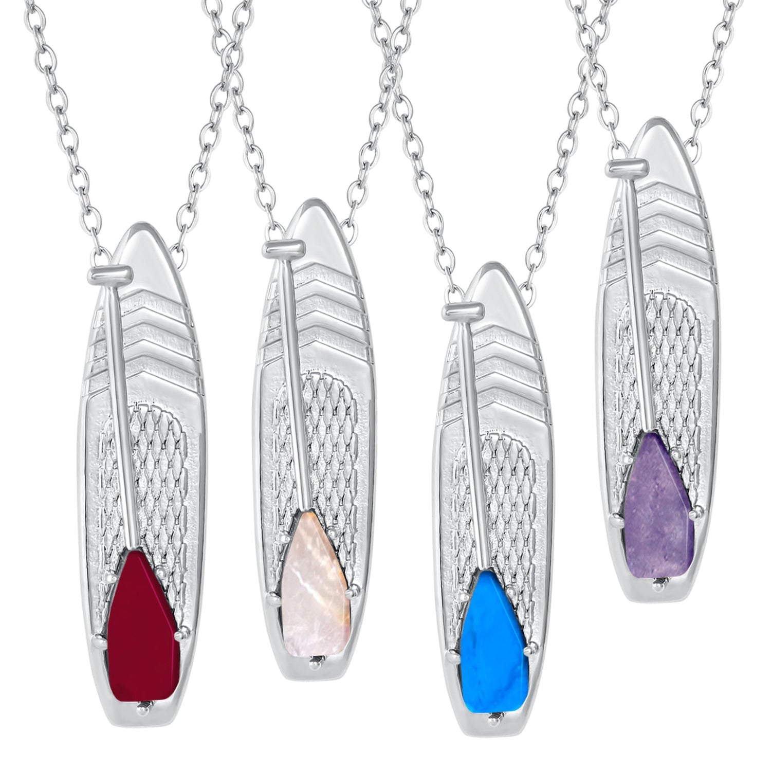 Paddle board SUP pendant necklace jewelry with a birthstone