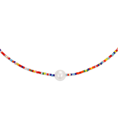 Skittles Beaded One Pearl Necklace