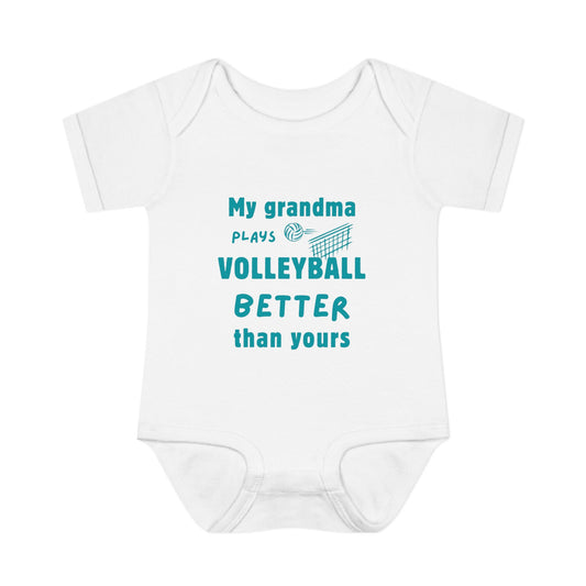 My Grandma Plays Volleyball Better Than Yours – Baby Bodysuit (White)